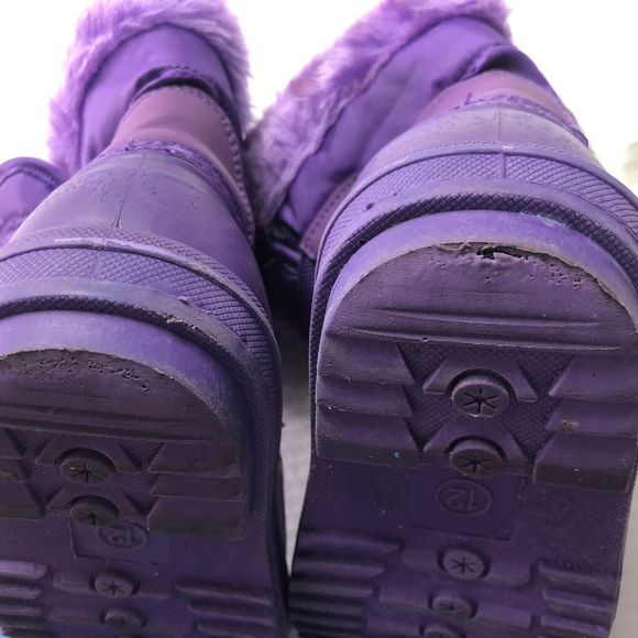 Girls Size 12 Lined Snow Boots Purple Thermolite Purple Faux Fur Winter Boots - Picture 7 of 9